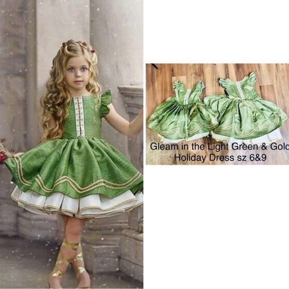 Dollcake Gleam in the Light Green & Gold Christmas Holiday Dress Size 6 NWT - Picture 2 of 10